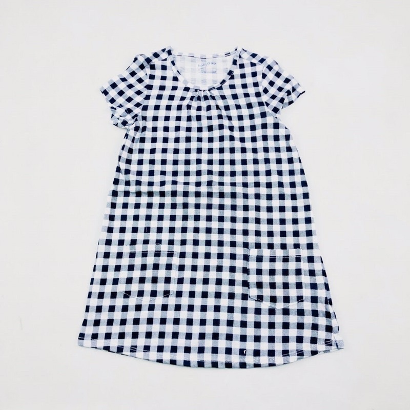 Dress anak perempuan kotak kotak Navy