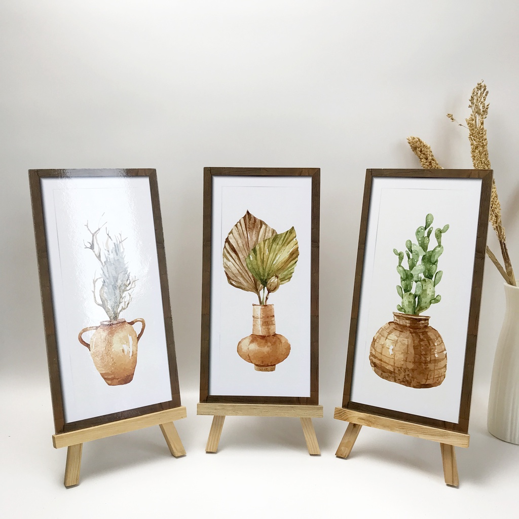 TENNESY HIASAN DINDING BUNGA FLOWER VINTAGE WITH FRAME 15x30CM WALL DECOR PAJANGAN KAYU POSTER DEKORASI DINDING KAMAR RUMAH