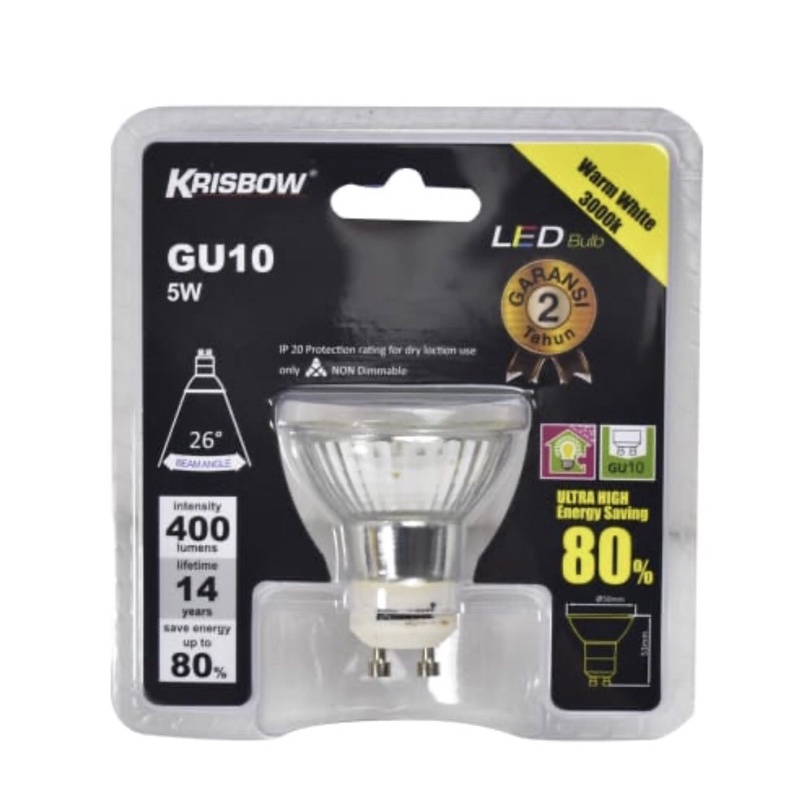 KRISBOW BOHLAM LED GU10 5, 7WATT 600LUMENS/ACE BULB GU10 COB 5W/ACE KRISBOW BOHLAM LAMPU LED GU10/ACE REFILL LAMPU SOROT/PART LED LAMPU SOROT