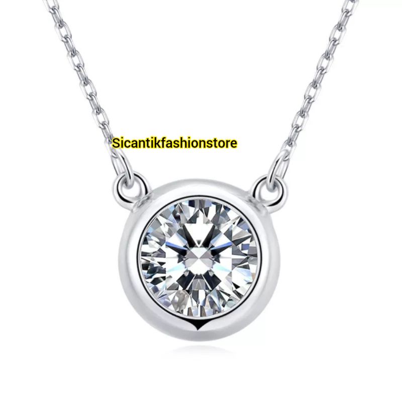 Kalung Titanium Silver Liontin Permata Fashion Wanita Terlaris Anti Karat Selamanya Kalung Wanita Liontin Perak Silver 925 Kalung Rantai Perak Silver 18k Terbaru Kalung Wanita Plus Liontin Mata Satu