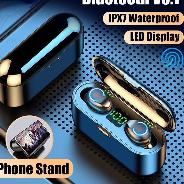 Terbaik ⚡TWS-F9-8 Tahan Air Headset TWS 5.0 F9 Bluetooth Earphone In-ear Stereo Wireless Headphone P