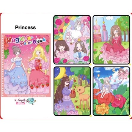 Mainan Anak Magic Water Book Buku Air Gambar Warna Free Pena Edukasi