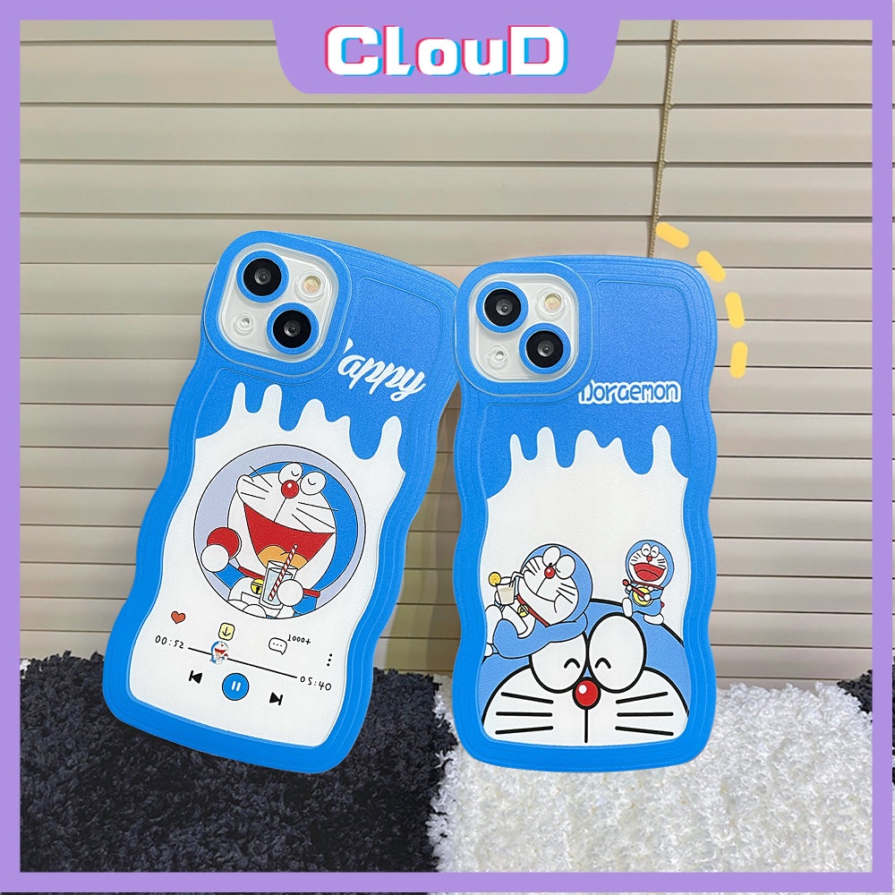 Soft Tpu Kartun Milk Tea Case Vivo Y22 Y75 Y15A Y12s Y25E Y16 Y11 V23E Y20 Y12 Y35 V20 Y12i Y91 Y91C Y21 V21 Y1s Y55 Y15s Y15 Y30 Y21s Y17 Y33s T1 Wavy Edge Cute Doreamon Cover