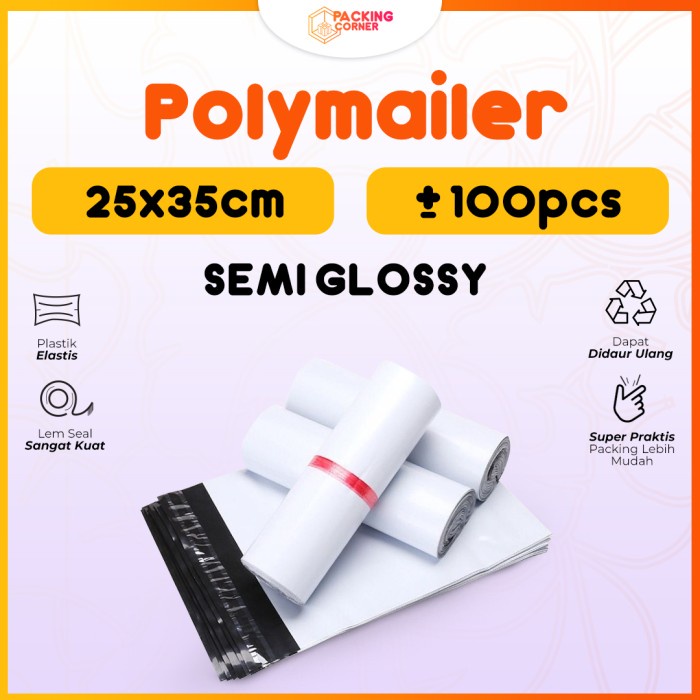 

Produk Plastik Packing Polymailer Warna Putih 25X35 Isi 100 Pcs Tebal Glossy Hot Sale