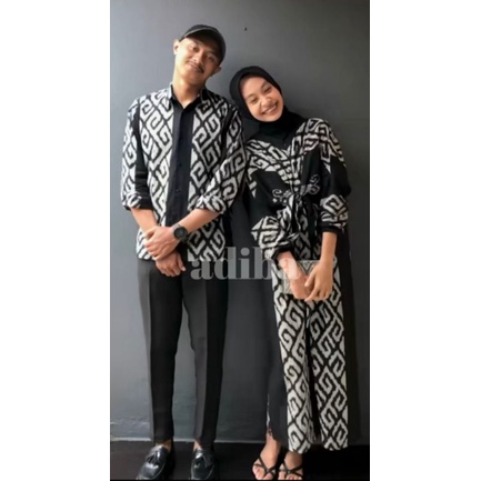 ADIBA - BAJU TENUN COUPLE DRESS CLARA HITAM - BAJU COUPLE KONDANGAN - BAJU SERAGAM KELUARGA LEBARAN