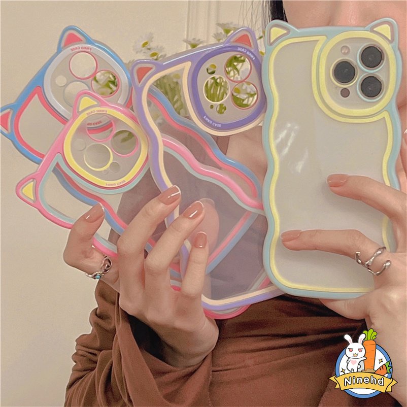 Casing Silikon compatible for iPhone 14 Pro Max Case iPhone 14 13 12 11 Pro Max Xs Max X Xr iPhone 7 8 6 6s Plus 7p 8p SE 2020 Warna-Warni Macaron Color Shockproof Phone Case Anti-fall Transparent Protective shell Soft TPU Back Cover
