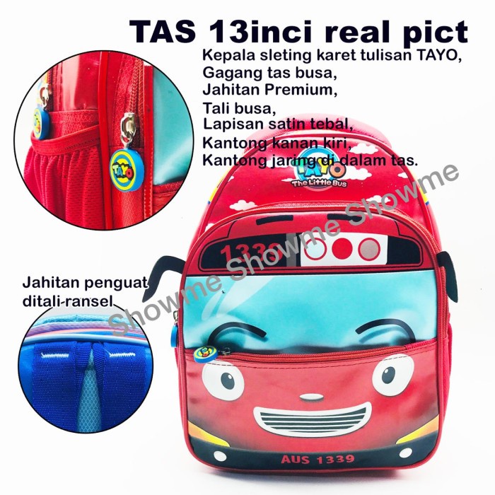 tas ransel pria tas anak sekolah , tk dan anak sd 1 tayo kuning - Merah(P2N9) TERLARIS GRATIS ONGKIR