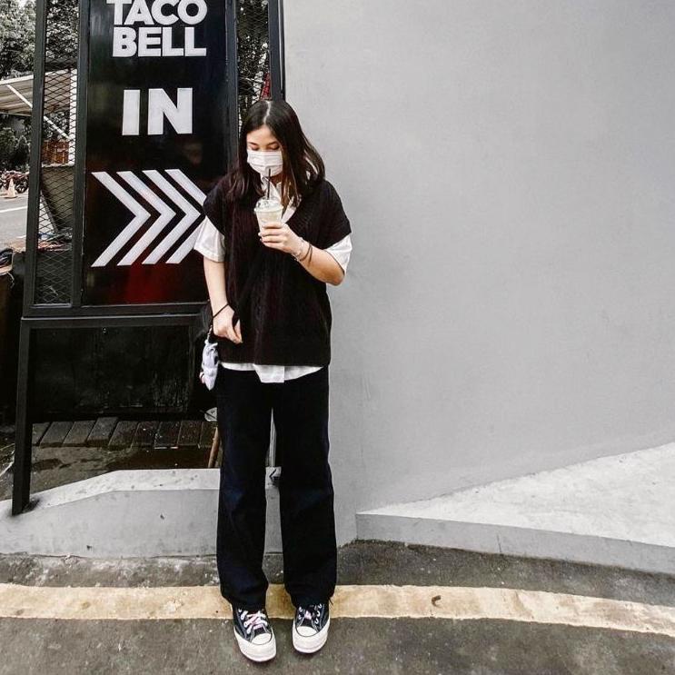 Terbagus.. BF CELANA KULOT JEANS CREAM//CELANA BAWAHAN HIGHWAIST KULOT WARNA