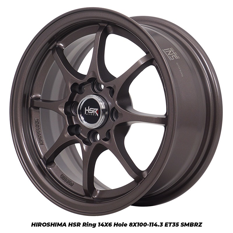 pelek mobil type HIROSHIMA HSR R14X6 H8X100-114,3 ET35 SMBRZ