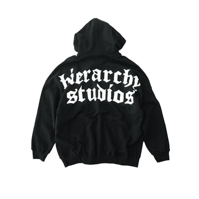 Hierarchy Studios - Black Wide Logo Oversized Hoodie
