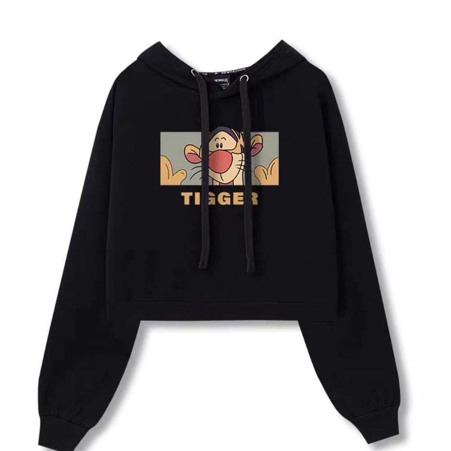 TIGGER CUTE SWEATER HOODIE CROP TOP (V1)