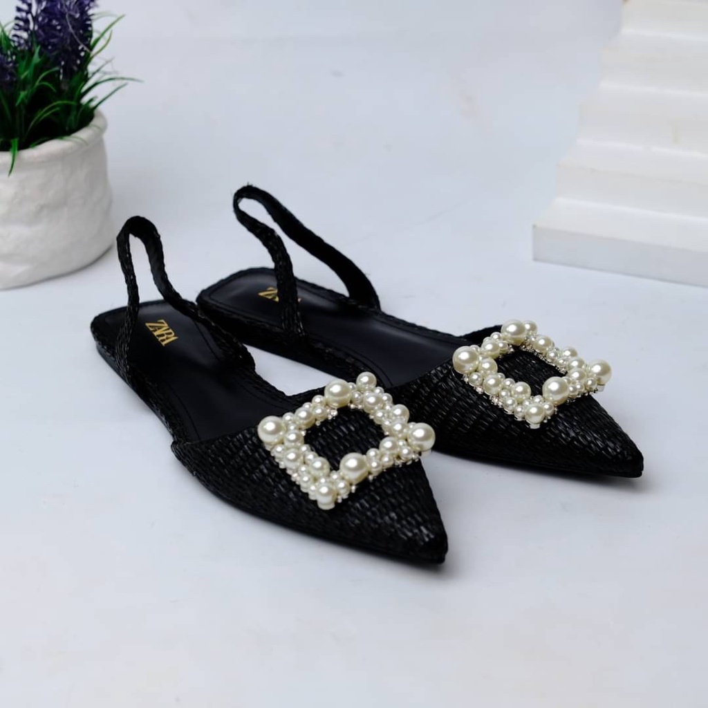 [7.7 Boombastis Sale⚡] - SEPATU WANITA FLAT SHOES SLING BACK ZS482 PREMIUM IMPORT