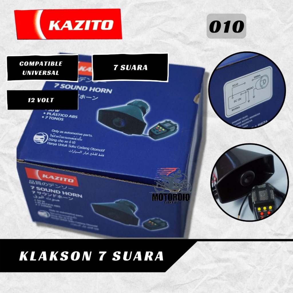 Klakson Kazito Klakson Toa 7 Suara 12 Volt + Microphone Ukuran Super Big Bass High Quality