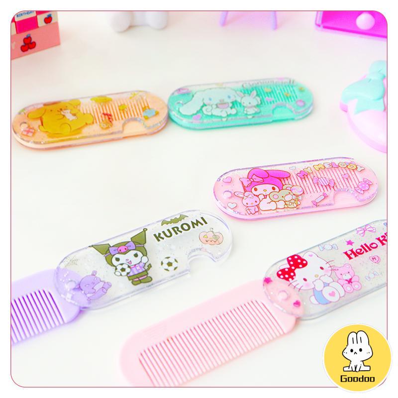 Sisir Kecil Plastik  Kartun Lucu Lipat Portabel Sisir Poni  Kuromi Melody Cinnamoroll Kitty -Doo