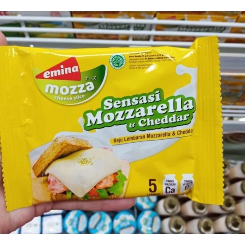 

EMINA Keju Mozza cheese slice 75gr (5lembarx15gr) keju lembaran mozzarella dan cheddar moza