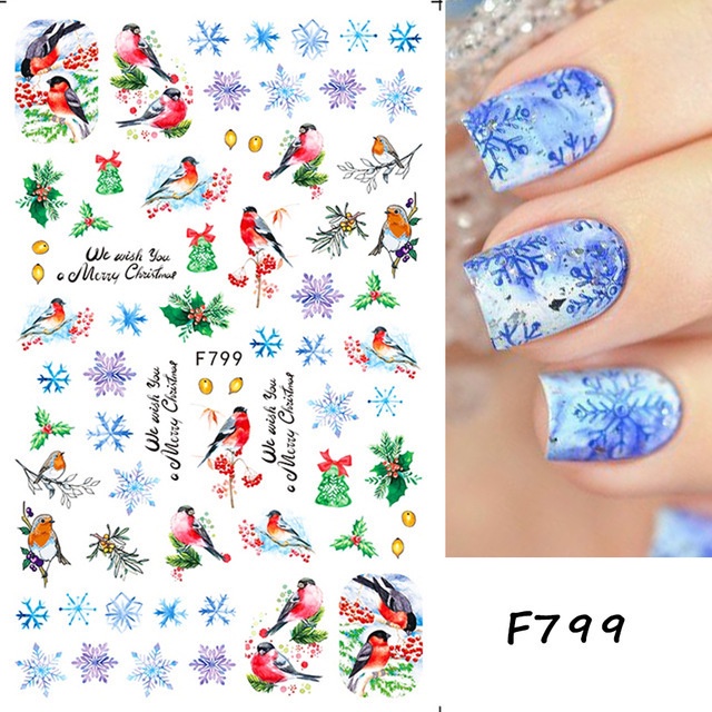 1 Pc Stiker Kuku 3D Motif Natal Untuk Dekorasi Nail Art