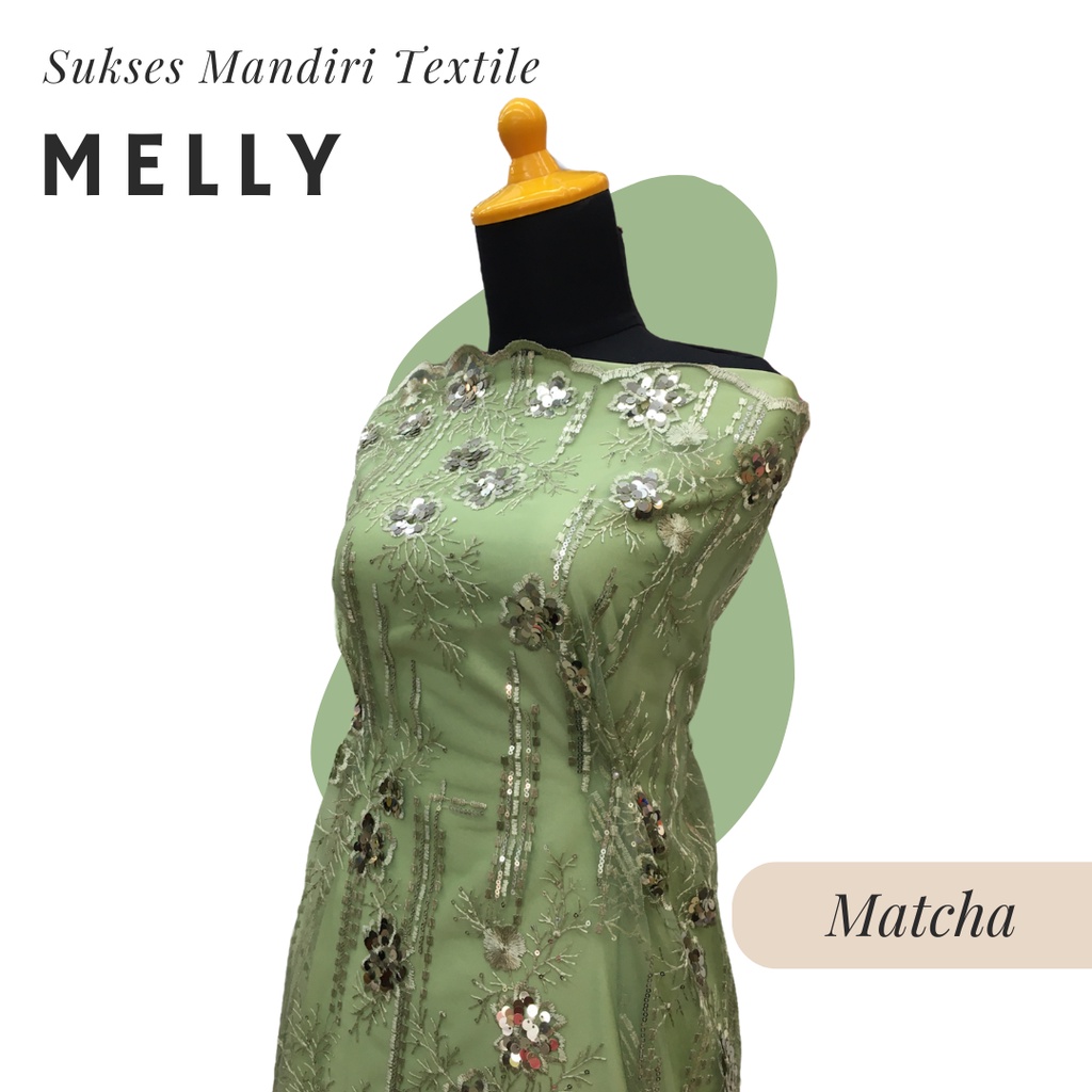 [MELLY] Brokat Brukat Tile Premium Mewah Warna Matcha Hijau Sage Green | Harga ½ meter = 50 cm (Baha