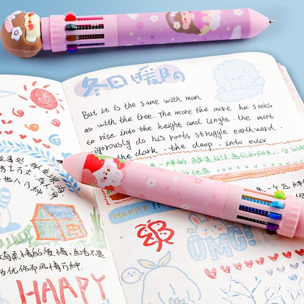 R-flower 4PCS/Set Gel Pulpen Kreatif Alat Tulis Kartun Tulisan Kotak Press Type Signature Pen