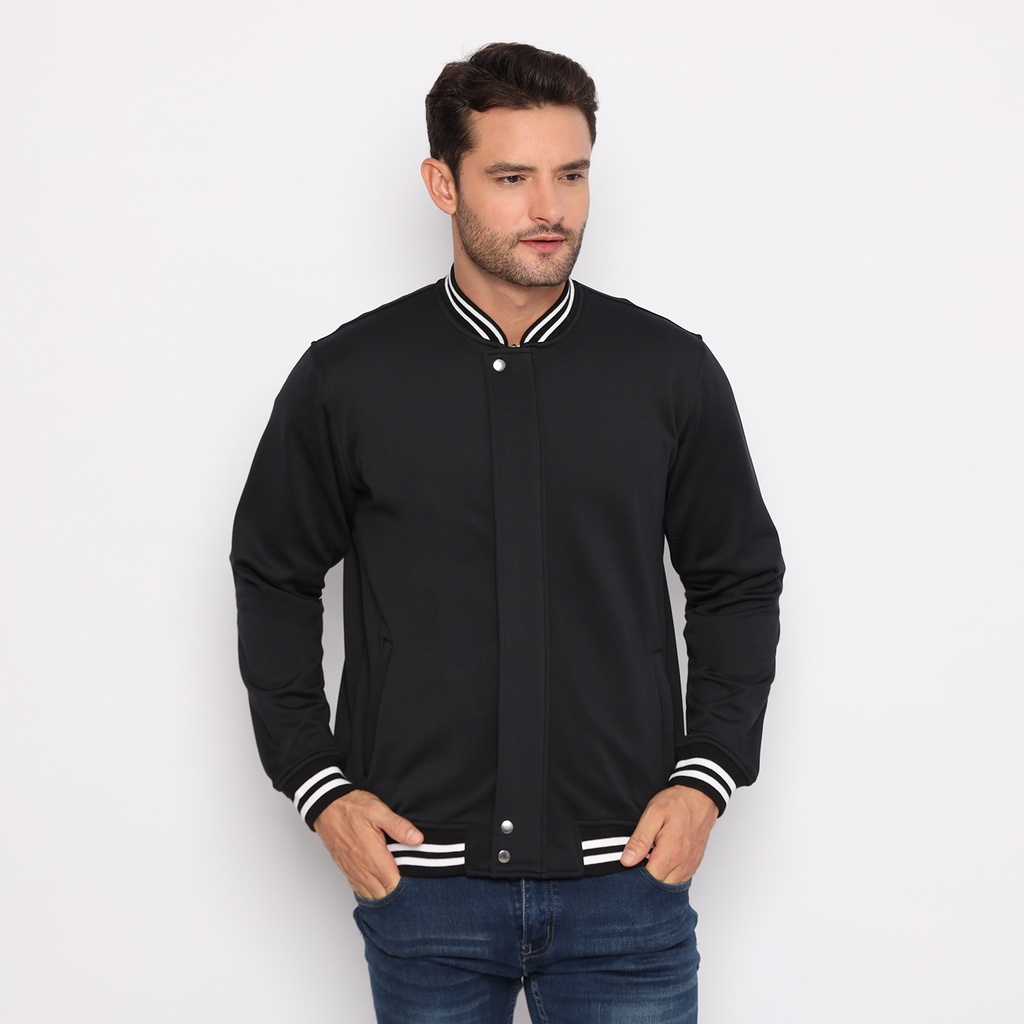 izzue jaket bomber pria - hitam