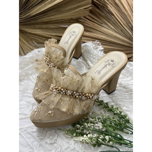 sepatu wanita nude deandra wedding pesta 9cm tahu