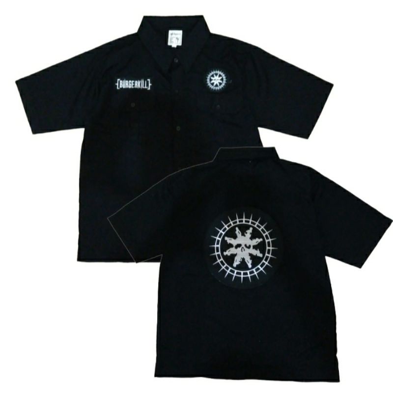 Kemeja pendek workshirt custom Burgerkill work shirt