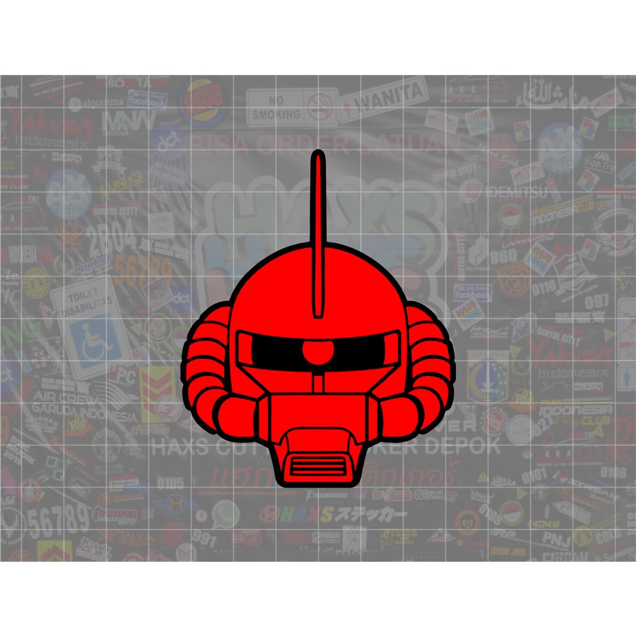 Cutting Sticker Gundam Zaku Ukuran 8 Cm Untuk Motor Mobil