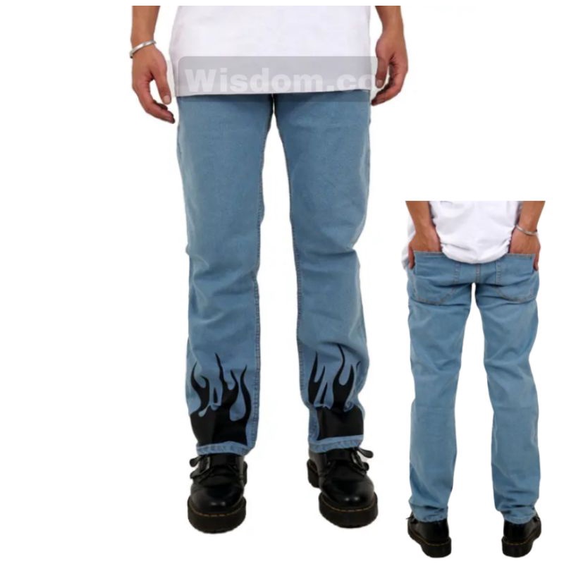 Wisdom.co H81F Jeans Slimfit Ripped Flame Fire Black Original