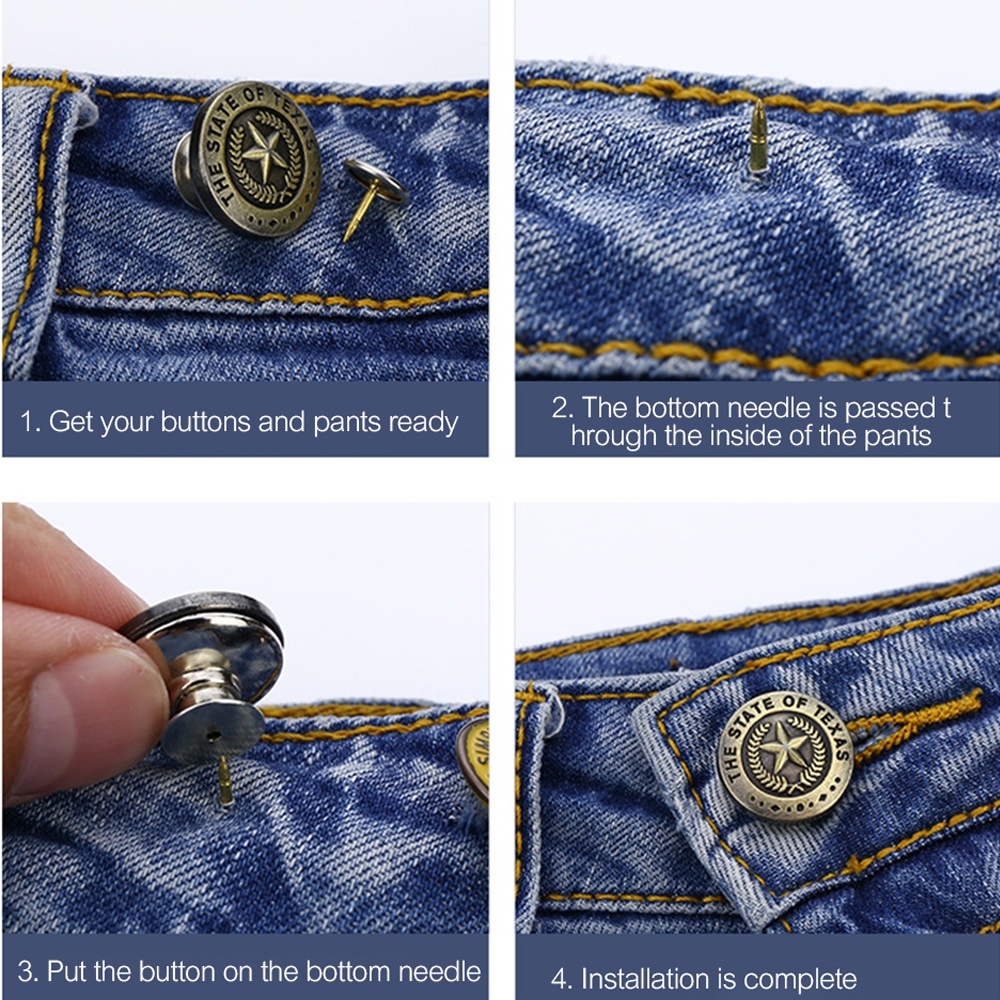 Kancing Pinggang Dapat Dilepas Dan Disesuaikan Bahan Logam Untuk Jeans