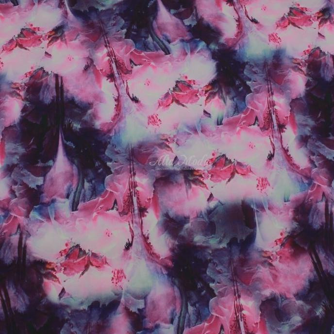Silky Strech Motif Bunga Cattleya Pink Purple (Alta Moda)*