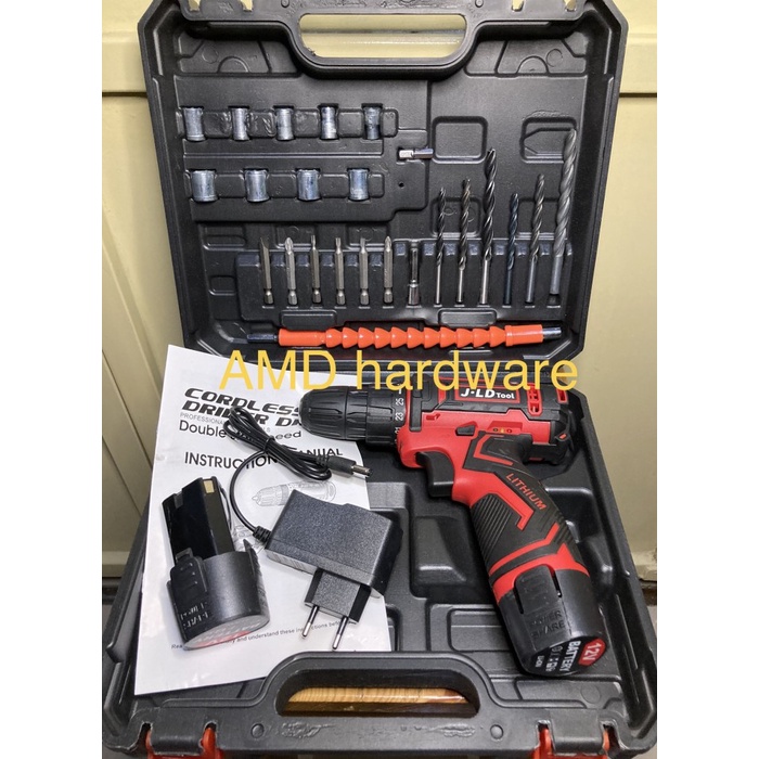 Mesin Bor Mesin Bor Baterai Cordless Drill 12V Set Lengkap Mata Bor Nagawa Jld