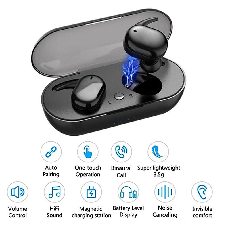 headset Y30 TWS Bluetooth Headset Bluetooth TWS Dengan Mikrofon 5.0 Earphone Bluetooth TWS HiFi Stereo Waterproof Earbuds Wireless