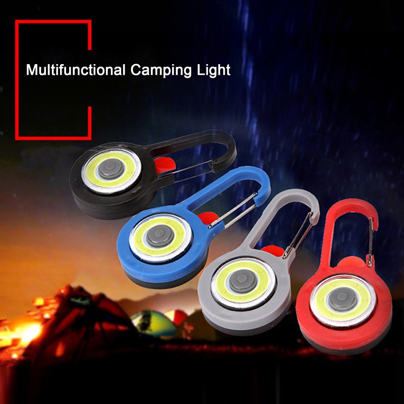 Lampu Senter COB LED Portable Dengan Carabiner Dan Gantungan Kunci Untuk Camping