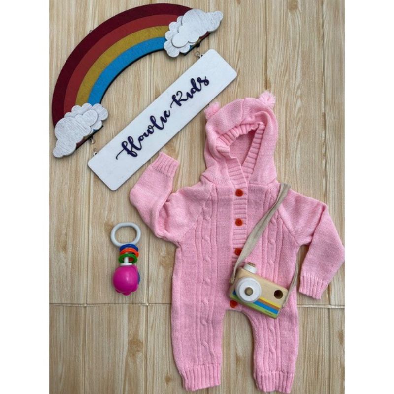 Jumper Cable Rajut Halus Tebal Lembut Jumpsuit Cable Untuk bayi 0-8 bln baju kodok anak tebal