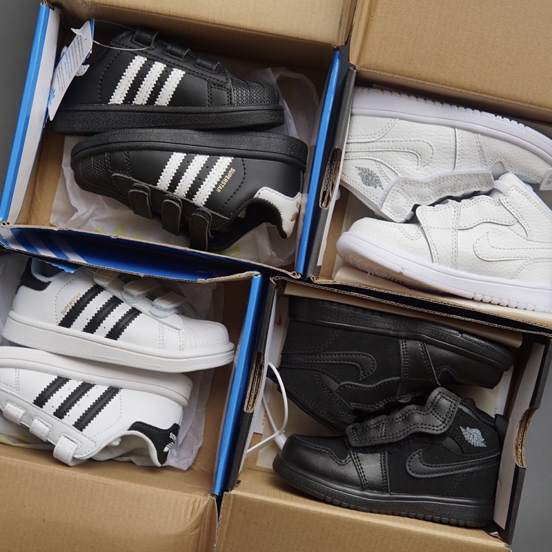 Sepatu sneaker anak anak unisex HITAM PUTIH KW SUPER import