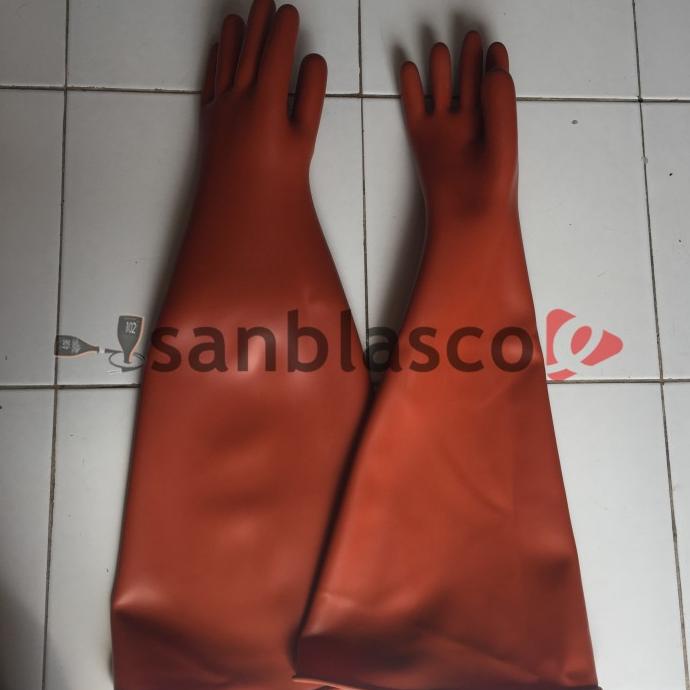 Sarung Tangan Sandblast Karet Orange Blasting Cabinet Kompac Tebal