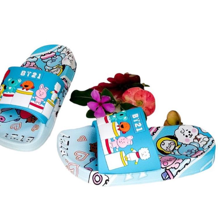 Big Sale SENDAL SLOP KARET ANAK PEREMPUAN TERBARU,SANDAL ANAK  BT21 NYAMAN DIPAKE MOTIF TERBARU KEKI