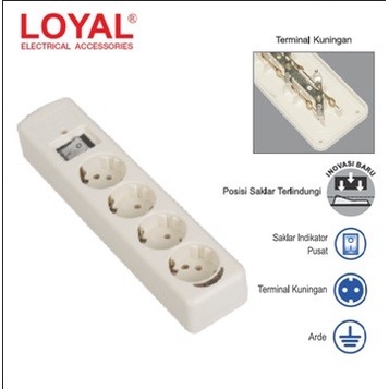 STOP KONTAK MULTI EXTENSION+SAKLAR LOYAL LY23X 4/6 LUBANG 10A/250V