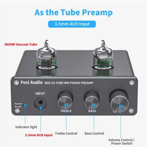 Fosi Audio Preamplifier Bluetooth Phonograph GE5654 Vacuum Tube Box X3 ( Al-Yusi )