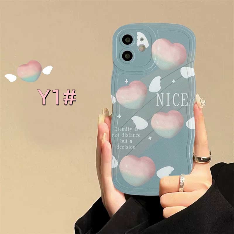 Casing iPhone 14 14 Pro MAX 11 Pro 11 Pro MAX 12 12 Pro 12 Pro MAX iPhone 13 Pro MAX X XR XS MAX 6 6S 7 8 Plus SE 2020 Motif Peach Heart And Flower Moon Wave Edge Case Bahan TPU Untuk DGX