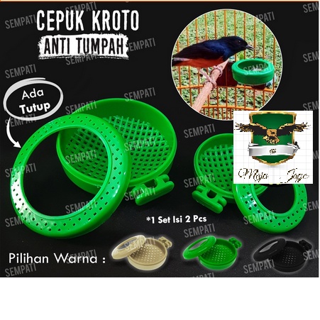 CEPUK WADAH PAKAN KROTO BURUNG MURAI TUTUP ANTI TUMPAH ISI 2 PCS  TEMPAT ULAT JANGKRIK CKRSM