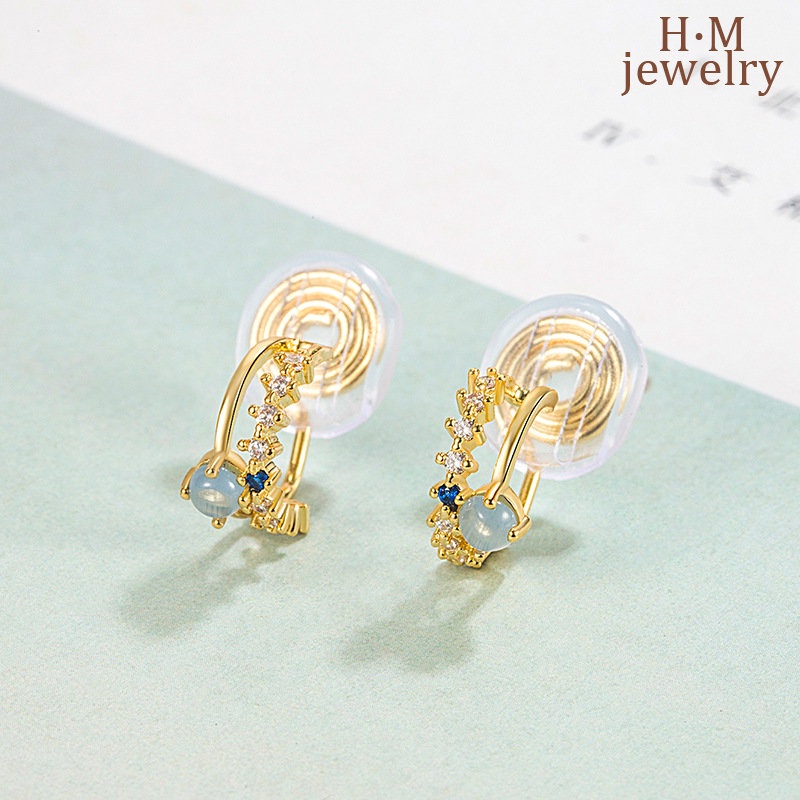 Anting Klip Tanpa Tindik Desain Bintang Malam Warna Biru Untuk Wanita