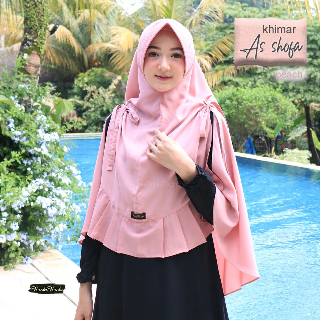 Riskirich Asshofa Vol 2.0 Khimar Instan Syari Pet Antem Jilbab Cantik Kekinian