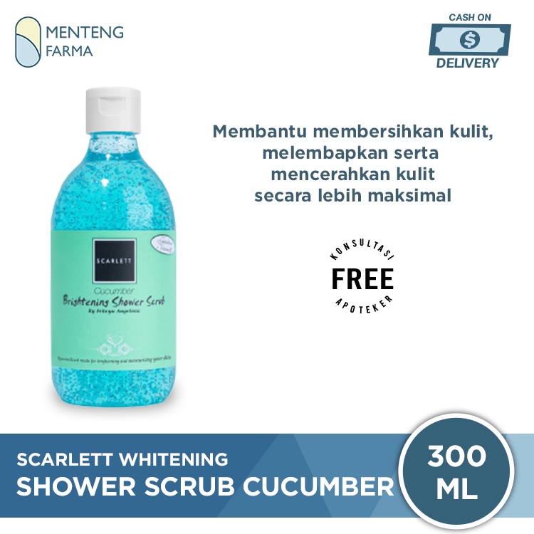 Scarlett Whitening Shower Scrub Cucumber 300 ML - Sabun Mandi Dengan Buliran Scrub