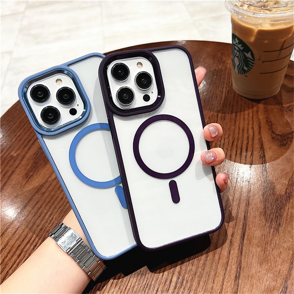 Pelindung kamera magnetic case iphone 14 pro max 14 plus casing 13 11 12 13 pro max Ungu Untuk mewah magnetic Hard case Magnetik case