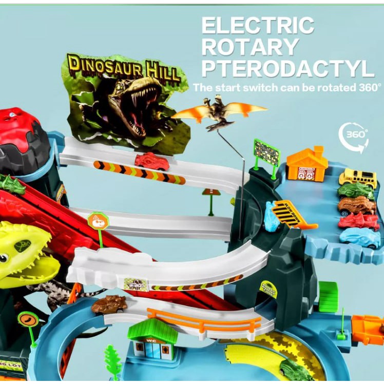 mainan Dinosaur Hill Spray Dino Rail Track asap