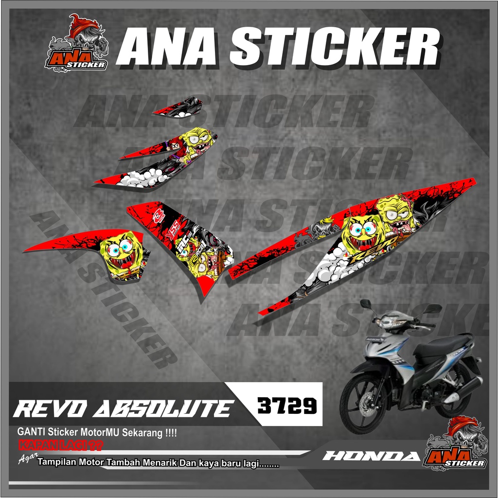 3729 Sticker Striping Variasi Honda REVO ABSOLUTE List SPONGEBOB ZOMBIE