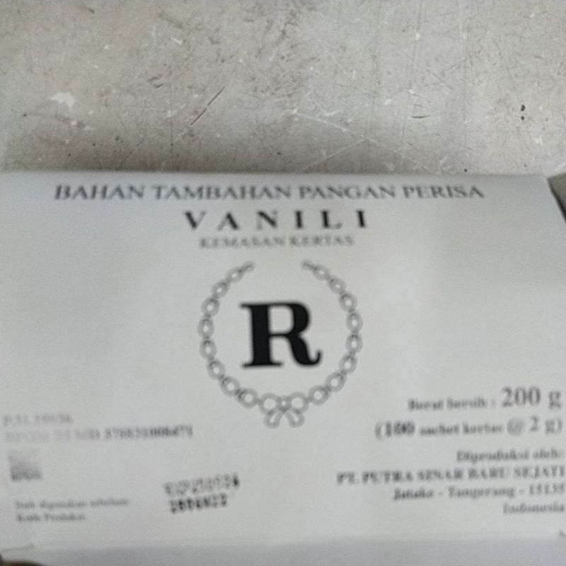 vanili r saset kertas 200 gr 1 pak