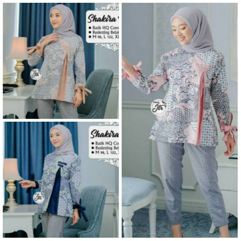 tey-17 Batik wanita ASJ SA HRB026 Kenongo Kemeja Tosca Pendek