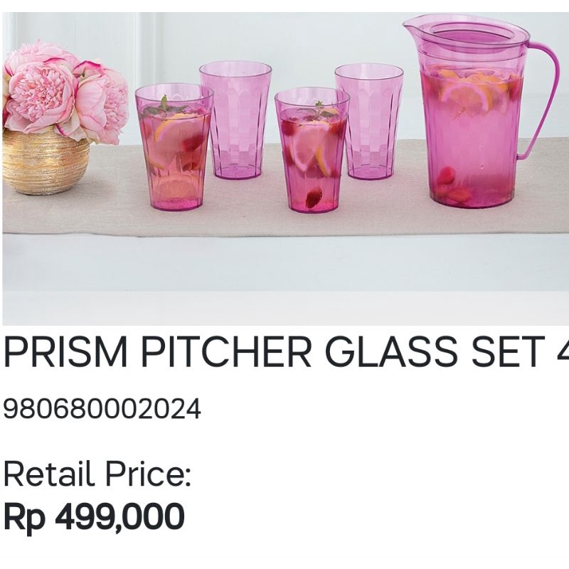 prism pitcher 2L & glass set 475ml PROMO bisa ecer ORI Tupperware