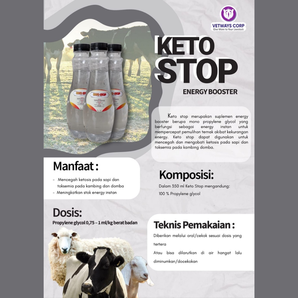 KETO STOP 350 ml | Obat KETOSIS Peningkat Energi Instan pada Ternak Sapi Ambruk | Apoternak